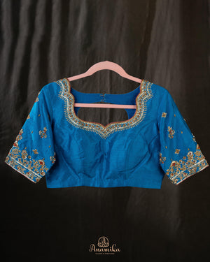 Ananda Blue blouse with intricately designed hand work