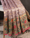 Lavender Kota Silk Saree with a beautiful paithani border saree