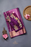 Stunning organza saree in hues of purple