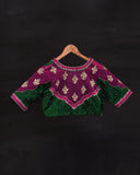 Kanchipattu saree in the most beautiful festive colors of hot pink and green