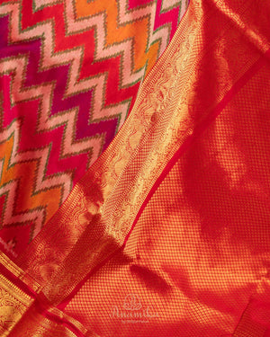 Beautiful Twill Silk Saree in orange and kanchi border