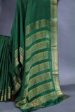 Mysore crepe silk saree in a beautiful shade of emerald green