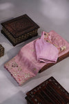 Elegant Satin Organza saree in lilac with intricate embroidery