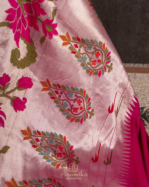 Paithani Tusser Georgette in a new shade of purplish pink