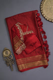 Ravishing mysore crepe silk saree in red