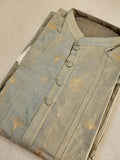 Grey chanderi silk kurta with beautiful and delicate Zari embroidery