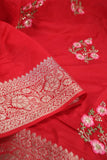 Soft Silk Saree in red at a budget friendly price