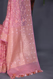 Banarasi Kora Jamdaani in soft blush pink
