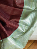 Kanjeevaram saree in a unique combo of maroon and mint green