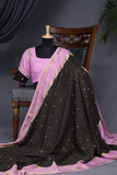 Mysore crepe silk saree in a lovely black and blush pink combo