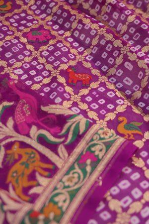 Purple shaded Bandini Georgette saree