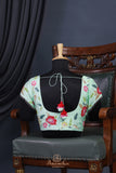 Mint Green Crepe Floral saree with hand worked border