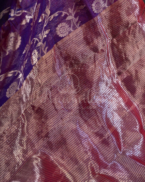 Purple Chanderi Silk saree with all over jaal weaving