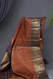 Kanjeevaram Saree in Plum with burnt orange combo