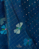 Muslin jamdaani saree in a beautiful peacock blue shade