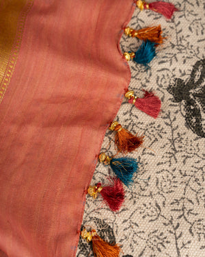 Digital Kalamkari Handloom Tussar with Kanchi Border