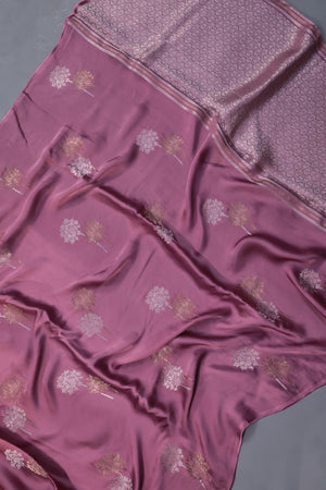 Mashru crepe silk saree in pink