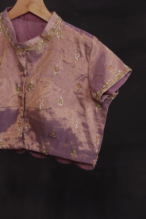 Onion pink organza tissue saree