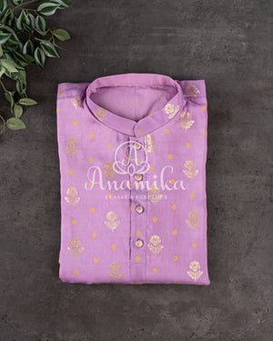 Lavender Bandini Silk Kurta with zari woven buttis