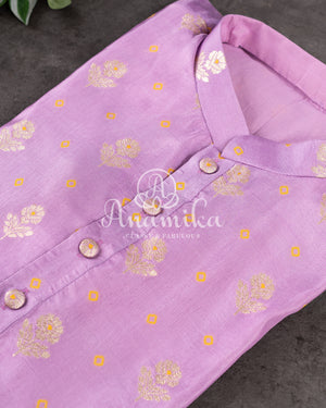 Lavender Bandini Silk Kurta with zari woven buttis