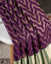 Dark Violet kanjeevaram saree with teal border