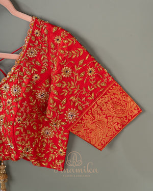 Purple & Red combo Gadwal Pattu saree