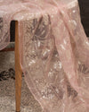 Peach pure organza saree with all over work