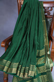 Mysore crepe silk saree in a beautiful shade of emerald green