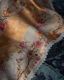 Organza tissue saree in a lovely combo of grey and light orange