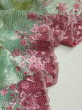 Crush tissue saree in aqua green with floral cutwork border