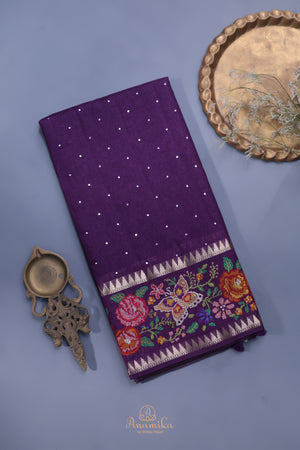 Soft Tussar with a contemporary elegance-Purple