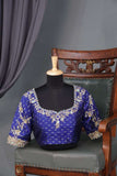 Royal Blue Embroidered Ikkat pure silk blouse