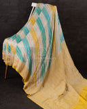 Banarasi Georgette saree in a beautiful shade of blue and yellow