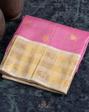 Kanjeevaram saree in a lovely shade of baby pink and off white pastels