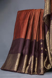 Kanjeevaram Saree in Plum with burnt orange combo