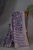 Mid night Blue Georgette saree with full sleeves blouse