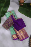 Mint Green Kanjeevaram saree with a purple border