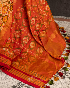 Twill Patola saree in a lovely shade of mustard