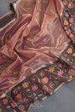 Banarasi tissue saree in luxurious rose gold shade