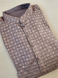 Grey heavy thread embroidered kurta