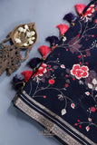 Stunning pure chiffon saree in mid night blue