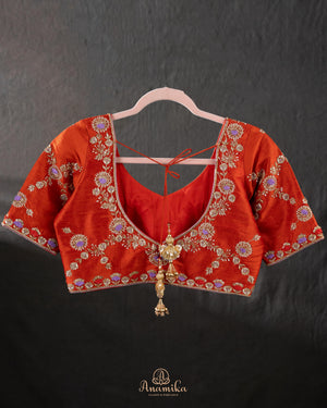 Banarasi Silk Saree in a lovely combo of orange and lavender