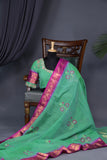 Ponduru Jamdaani in aqua green shade