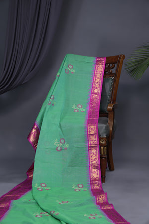Ponduru Jamdaani in aqua green shade