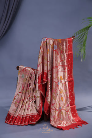 A beautiful Paithani inspired Georgette saree - Red
