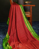 Mysore crepe silk saree in a lovely color combo of red and green