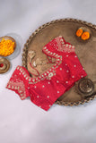 Bandini gharchola on gaji silk in hues of peach and pink