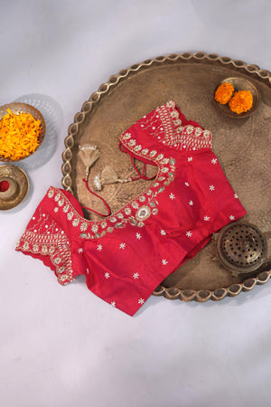 Bandini gharchola on gaji silk in hues of peach and pink