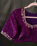 Rawsilk saree in magenta with plum border