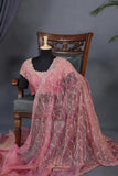 Blush pink cocktail saree with sequins work
